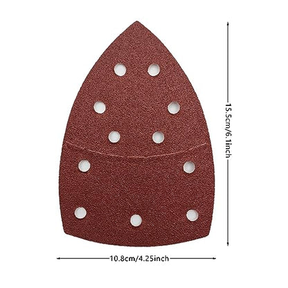 50 PCS Mouse Detail Sander Sandpaper, 80 Grit Palm Sander Sandpaper 11 Holes Hook and Loop Sander Pads Triangular Sanding Sheets Abrasive Sanding Paper for Mouse Sander - size: 80 Grit