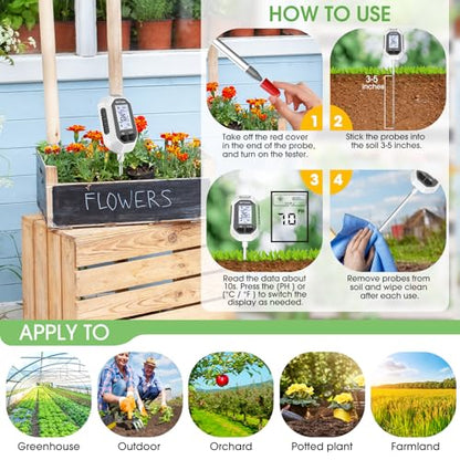 YAMRON 4-in-1 Soil Moisture Meter Digital Plant for Outdoor Plants