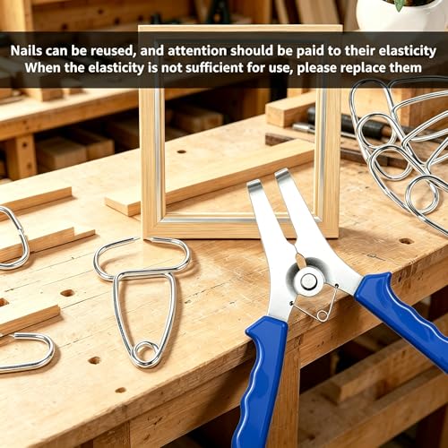 Miter Spring Clamps and Pliers Kit for Woodworking Picture Frames - color: Blue