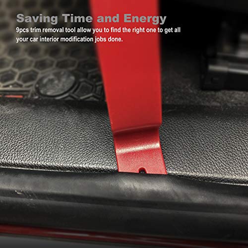 GLK Auto Trim Removal Tool Set, 5pcs Plastic Pry Tool Kit, Auto Trim Tool, Prying Tool, Car Door Panel Clip Revmoal Tool, Fasteners Remover, red - color: Red