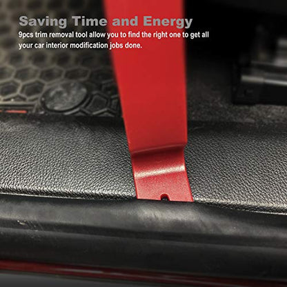 GLK Auto Trim Removal Tool Set, 5pcs Plastic Pry Tool Kit, Auto Trim Tool, Prying Tool, Car Door Panel Clip Revmoal Tool, Fasteners Remover, red - color: Red