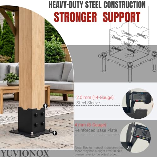 4x4 Post Base for Concrete, 2 Pack, 304 Stainless Steel - size: 4x4 for concrete floor only
