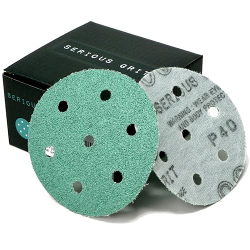 Serious Grit - 3.5" (90mm) 7-Hole P40 Grit Sanding Discs - 25 Pack Box - size: 40 Grit
