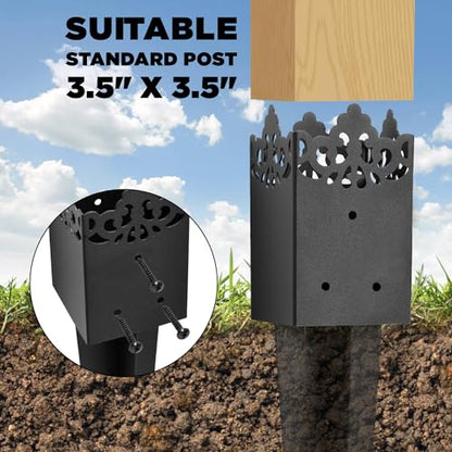 24"x4"x4" Fence Post Anchor, Heavy Duty Metal Ground Spike (Set 1) - color: 1 Pack