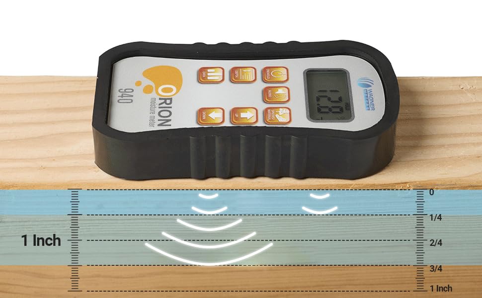 Orion® 940 Pinless Wood Moisture Meter by Wagner Meters I Accurate, Non-Damaging, Dual Depth Lumber Moisture Measurement, Data Collection & Storage, On-site Calibration (Standard Calibrator) - size: Standard Calibrator