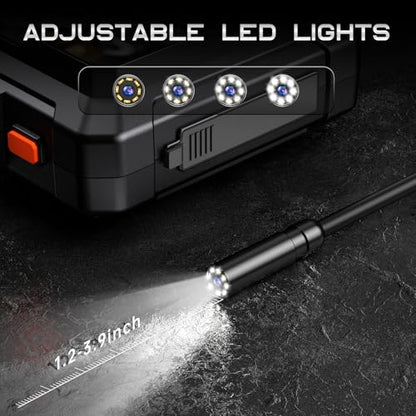 Borescope Camera with Light, 4.3" 1080P IP67 Waterproof Handheld Endoscope - size: 4.3''