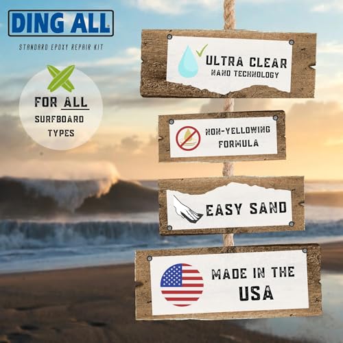 Ding All Standard Epoxy Resin Ding Repair Kit - 3 oz Complete Fiberglass/Resin Repair kit