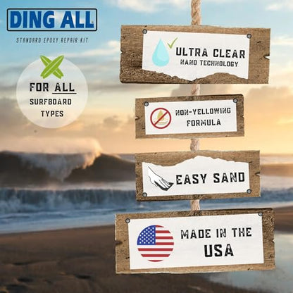 Ding All Standard Epoxy Resin Ding Repair Kit - 3 oz Complete Fiberglass/Resin Repair kit