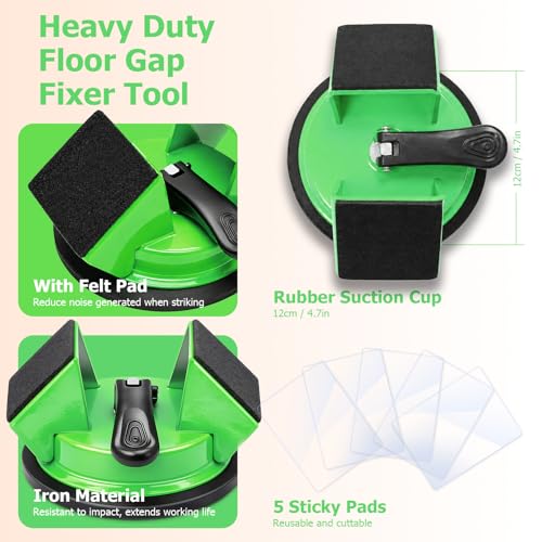 Heavy Duty Floor Gap Fixer Tool, Dual-Sided 45°Striking Surface - Green - color: Green