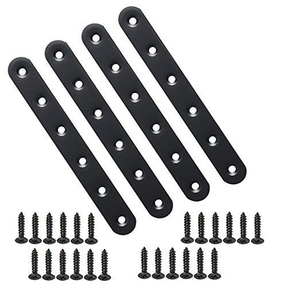 Alise Flat Bracket ,6-1/5in Black Mending Plate Flat Brace for Wood Shelves - color: Black, size: 6-1/5 Inch