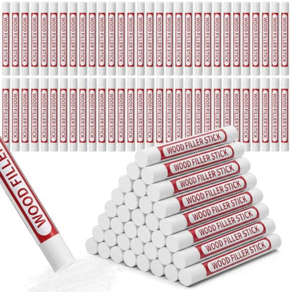 100 Pcs Wood Filler Sticks White Wax Crayons - color: White