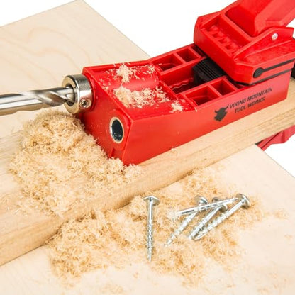 Viking Mountain Tool Works Pocket Hole Jig kit with Builders 500 pack of pocket hole screws for 3/4 hard and soft wood. Build tables, shelves, cabinets, furniture, and more!