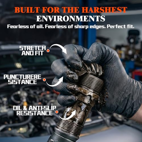 ANBOSON 10 Mil Heavy Duty Mechanic Nitrile Gloves, Black Large 1000 Count - color: Black-1000, size: Large