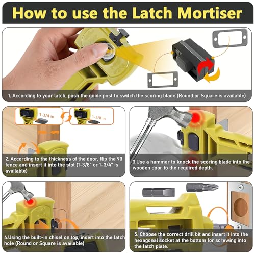 Door Hinge and Latch Installation Kit, Adjustable Mortiser Template