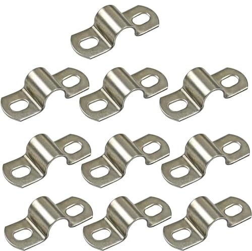 AKIHISA 28mm Heavy Duty 2 Hole U-Tube Strap Clamp,10 Pcs Stainless Steel-304 Rigid U-Bracket Pipe Strap,Wire Cable Clips Fastener(ID 1-7/64 Inch) - size: 1.1in/28mm 10Pack
