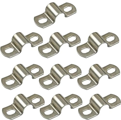 AKIHISA 28mm Heavy Duty 2 Hole U-Tube Strap Clamp,10 Pcs Stainless Steel-304 Rigid U-Bracket Pipe Strap,Wire Cable Clips Fastener(ID 1-7/64 Inch) - size: 1.1in/28mm 10Pack
