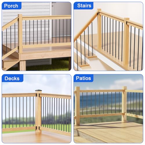 50 Pcs Baluster Connectors for 3/4" OD Round Balusters, Easy to Install Staircase Baluster Shoes with Screws, Durable Railing Connectors for Hollow Deck Balusters, Ideal for Railings Repair BC50 - size: Level Rail