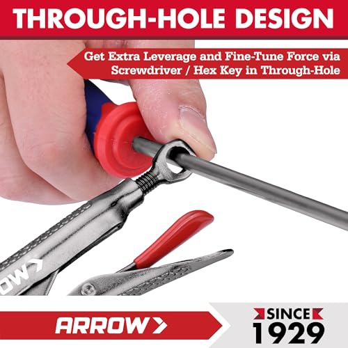 ARROW 5" Curved Jaw Locking Pliers with Screw Extractor - size: 5 inch