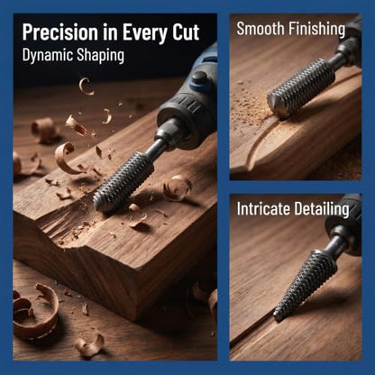 OIIKI 5 PCS Woodworking Twist Drill Bits, Wood Carving File Rasp Drill Bit - color: Black, 5 PCS