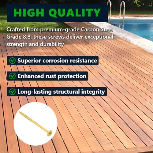 30 Pack 1/4 x 5 inch Heavy-Duty Structural Wood Screws, Star Drive, Rust Resistant Screws for Deck, Timber, Log, Landscaping, Yellow Epoxy Coated, Sharp Self Tapping Point, T30 Bit Included - color: Yellow, size: 1/4 x 5"