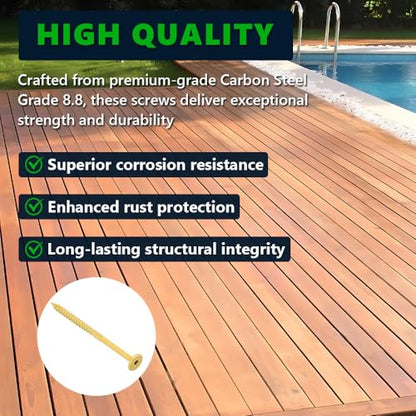 30 Pack 1/4 x 5 inch Heavy-Duty Structural Wood Screws, Star Drive, Rust Resistant Screws for Deck, Timber, Log, Landscaping, Yellow Epoxy Coated, Sharp Self Tapping Point, T30 Bit Included - color: Yellow, size: 1/4 x 5"