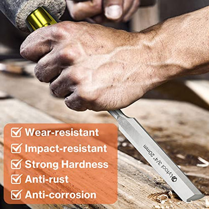 Lytool 5 Piece Wood Chisel Set CR-V Steel Beveled Edge for Woodworking