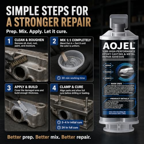 S300 Structural Metal Epoxy for Aluminum & Steel, Cold Weld, 1.69 oz