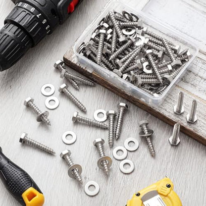 Zonon 50 Pcs 1/4" x 1-1/2" Hex Lag Bolts 304 Stainless Steel Silver Lag Screws 50 Screws and 50 Washers Industrial/Commercial Grade - color: Silver, size: 1/4" X 1-1/2"