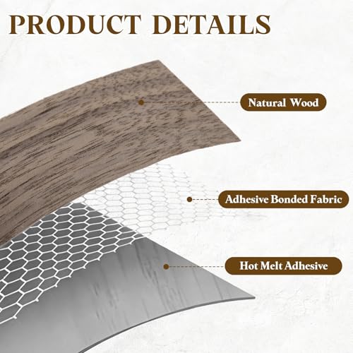 uxcell 1-1/2 Inch x 15ft Wood Veneer Edge Banding, Pre-Glued Flexible Black Walnut Edging Strips, Iron on with Hot Melt Adhesive Wood Tape for Cabinet Repair and Furniture Restoration - size: 1-1/2 Inch x 15ft