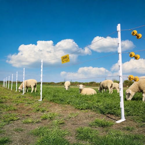 50 Pack 48" Plastic Step-in Electric Fence Posts with Clips (White-50PCS) - color: White-50PCS