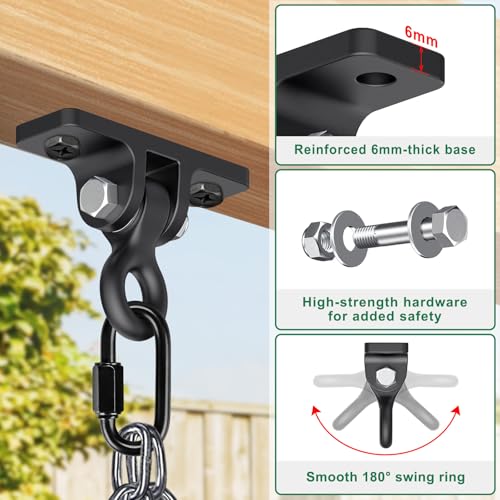 BeneLabel A-Frame Middle Swing Set Brackets with Swing Hangers Heavy Duty Swing Set Hardware DIY Swingset Brackets with Mounting Screw Playset Brackets Kit for 1 (4x6) Beam & 2 (4x4) Legs - color: Middle Bracket With Black Swing Hanger