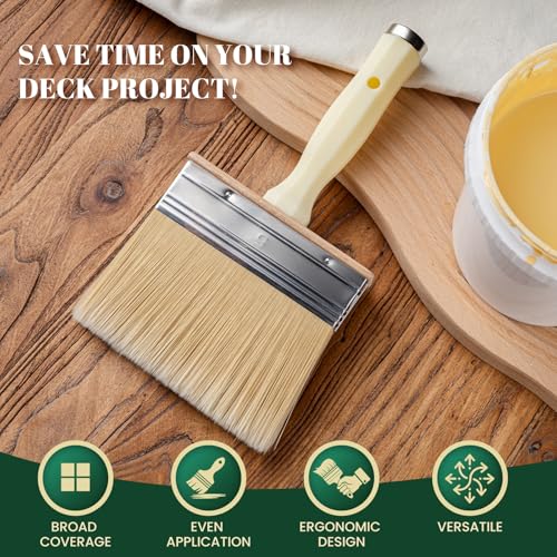 Mister Rui 5 Inch Deck Stain Brush, Limewash Paint Brush for Wood