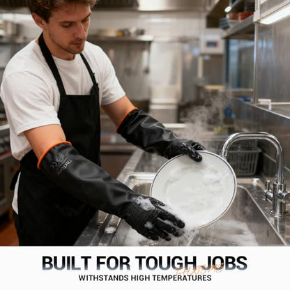 ThxToms Heavy Duty Rubber Gloves, 14" Upgraded with Non-Slip Design - color: 14"