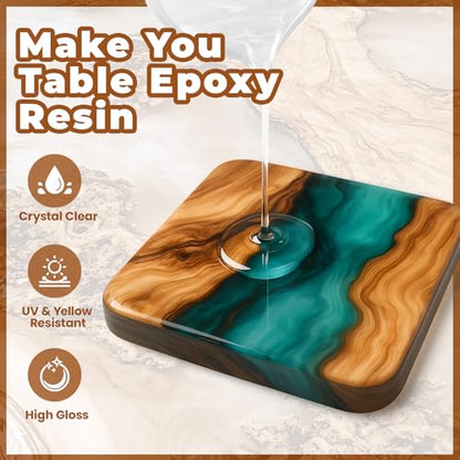 Table Top Epoxy Resin Kit 1Gallon，Crystal Clear Resin Casting Supplies