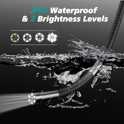 Two-Way Articulating Borescope Camera with Light, Industrial Endoscope Inspection Camera with 0.25 in Slim Articulated Probe, Waterproof Snake Scope for Mechanics & Engine Inspection (Green) - color: Green