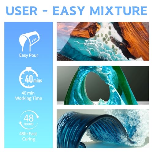 Epoxy Resin Kit, 2 Gallon Epoxy Resin Crystal Clear Not Yellowing No Bubble Self Leveling for DIY Molds Wood Jewelry Table Tops Bar Top Casting Coating Crafts Supplies Easy Mix 1:1 Ratio - size: 2 Gallon