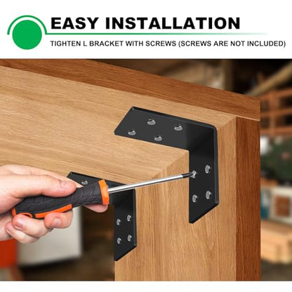 8 Pack L Brackets 3x3 for Wood Heavy Duty Corner Angle Brace Black - size: 3''x1.5''