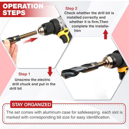 ANGELSWORD 9/16" Reduced Shank Drill Bit, M2 High Speed Steel Drill Bit for Hard Wood, Mild Steel, Cast Iron, Copper, Aluminum alloys and Other Sheet Metal - size: I. 9/16 inch