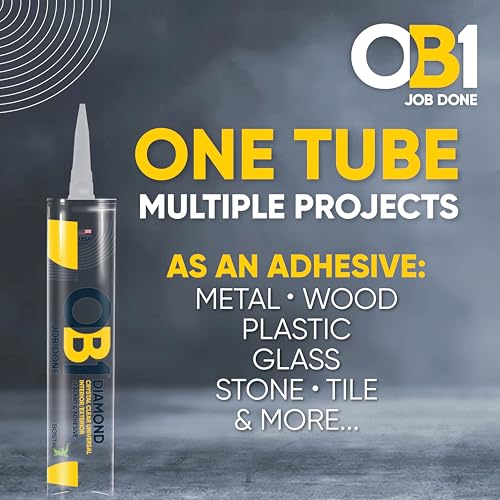 OB1 Universal Caulk Sealant & Adhesive Diamond Crystal Clear 10.1oz | Professional Grade All-in-One Advanced Hybrid | Water Resistant Internal & External | Shrink Crack & UV Resistant | 1 Cartridge - color: Clear, size: 10.1oz (Pack of 2)