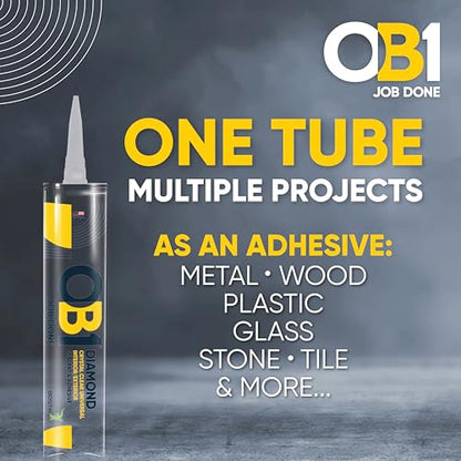 OB1 Universal Caulk Sealant & Adhesive Diamond Crystal Clear 10.1oz | Professional Grade All-in-One Advanced Hybrid | Water Resistant Internal & External | Shrink Crack & UV Resistant | 1 Cartridge - color: Clear, size: 10.1oz (Pack of 2)