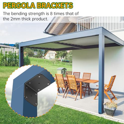 4x4x3.5 L Brackets Heavy Duty for Pergola ,4mm Extra Thick - size: 4x3.5 inch ( 8 Pack )