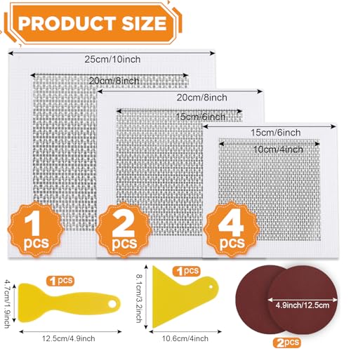 Romeda Drywall Patch Kit 11 Pack, 4/6/8 Inch Wall Patch with Extended Self Adhesive Mesh, Dry Wall Patch with Scraper and Sandpaper for Hole Repair