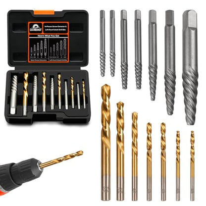 Damaged Screw Extractor Set 14 Pcs,Left Handed Drill Bit Screw Extractor - size: 14 PCS