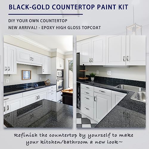 GLAINTE Epoxy Countertop Paint Kit - Black Granite Refinishing Paint - color: B2.Epoxy Granite-Black/Gold