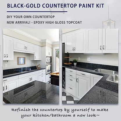 GLAINTE Epoxy Countertop Paint Kit - Black Granite Refinishing Paint - color: B2.Epoxy Granite-Black/Gold