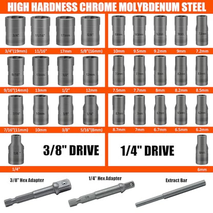 Bolt Extractor Kit,32Pcs Stripped Bolt Extractor Set for Impact Bolt&Nut - size: 32PCS