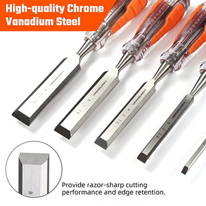 Vanquish High-Impact Wood Chisel with One-Piece Forged Blade1/2 Inch Go-Thru Mortise Chisel for Woodworking(4603) - size: 1/2" / 12mm