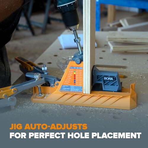 BORA Automatic Pocket Hole Jig Kit with 800 pc Coarse Screws - size: Auto Jig w/ 800pc Coarse Screws