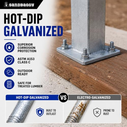 Sandbaggy 5/8" x 12" Threaded Concrete Anchor L-Bolts (Nuts & Washers Included) - Hot Dipped Galvanized - Sill Plate, Base Plate, Masonry, Wood, Cement Anchors, J Bolt (10, 5/8” x 12”) - size: 5/8” x 12”
