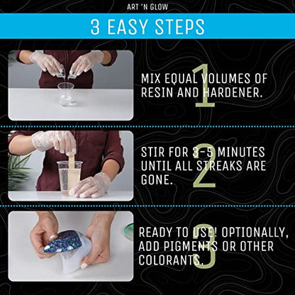 Crystal Clear Epoxy Resin Kit 16oz - Food Safe, UV Resistant, Bubble Free - size: 16 Ounce